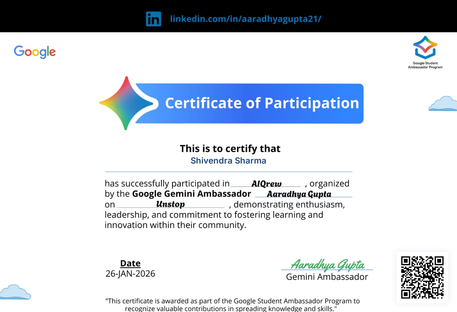 Academic Certificate