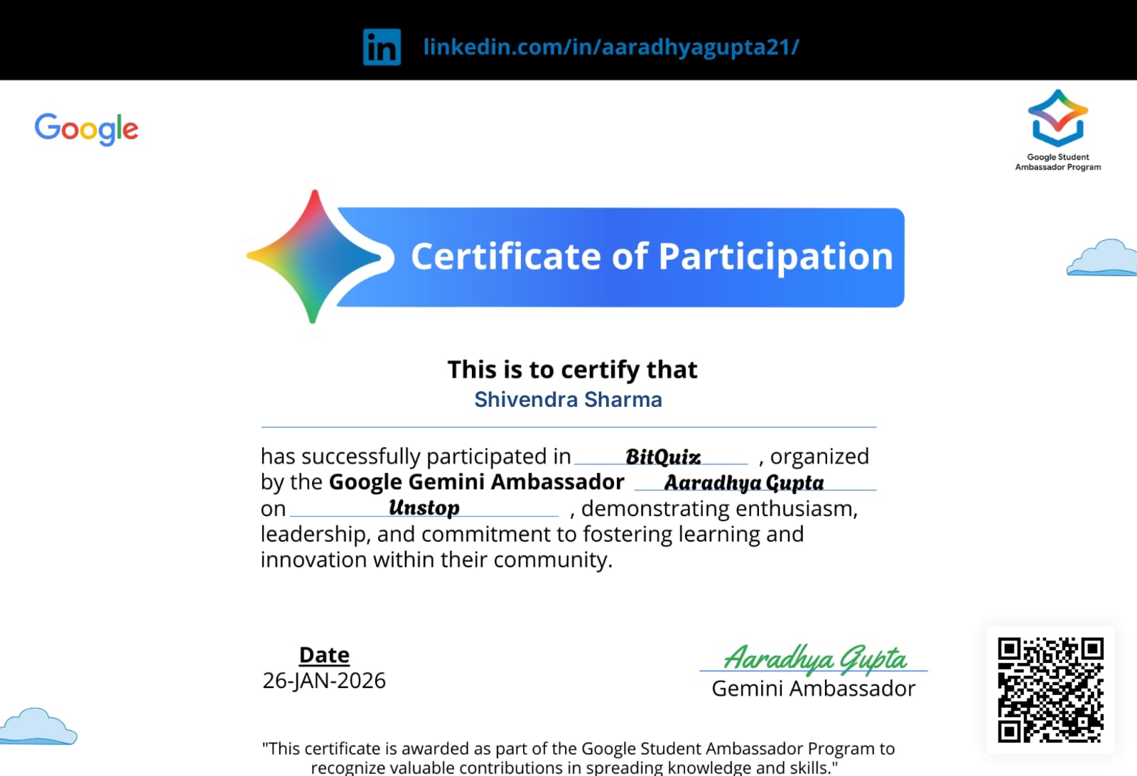 Academic Certificate